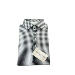 Collars & Co. Black White Check Dress Collar Men's Polo Size S NWT